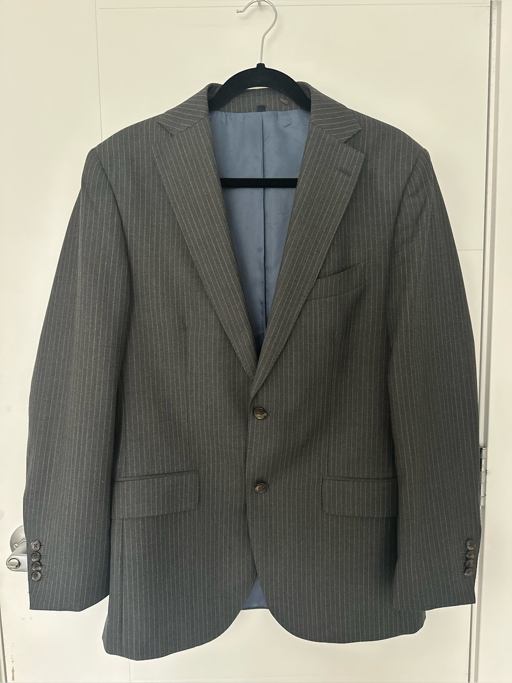 Suitsupply Gray Pinstripe Two-Button Suit Jacket 100% wool